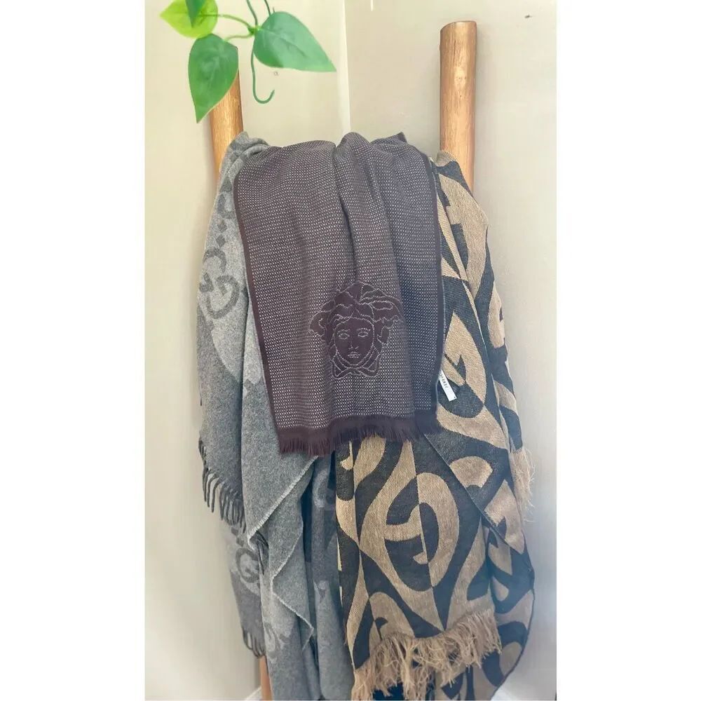 Versace Medusa Wool Scarf Throw Decor